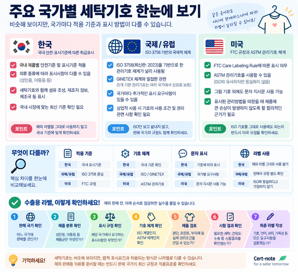 한국 국제 유럽 미국 세탁기호 차이와 수출용 의류 라벨 확인 순서